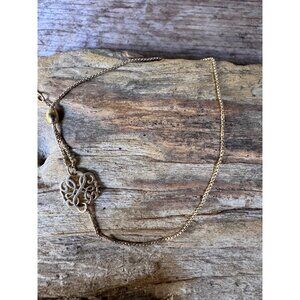 Alex and Ani Gold Tone Adjustable Slider Necklace Filigree Monogram Charm